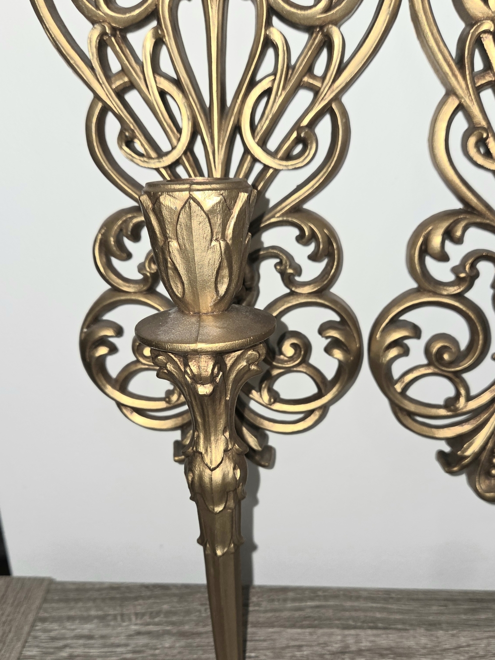 Set of 2 VTG Burwood Products Syroco Gold Hollywood Regency Wall Candle Sconces. - Picture 7 of 13